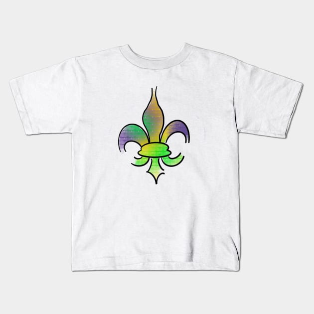 Mardi Gras Fleur De Lis Kids T-Shirt by Stephanie Kennedy 